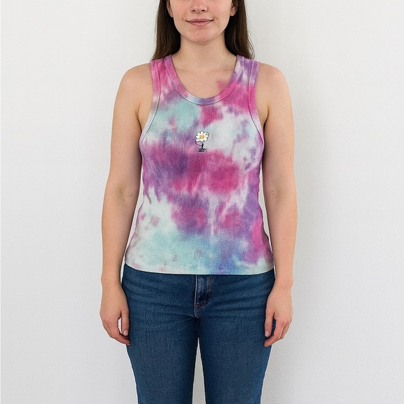 Forever 21 Size Medium Tie Dye Flower Printed Cropped Tank Top - Picture 1 of 6
